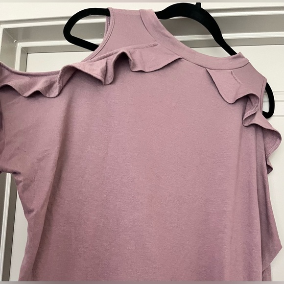Mossimo Mauve Off Shoulder Ruffle Sweater XL - Picture 5 of 6